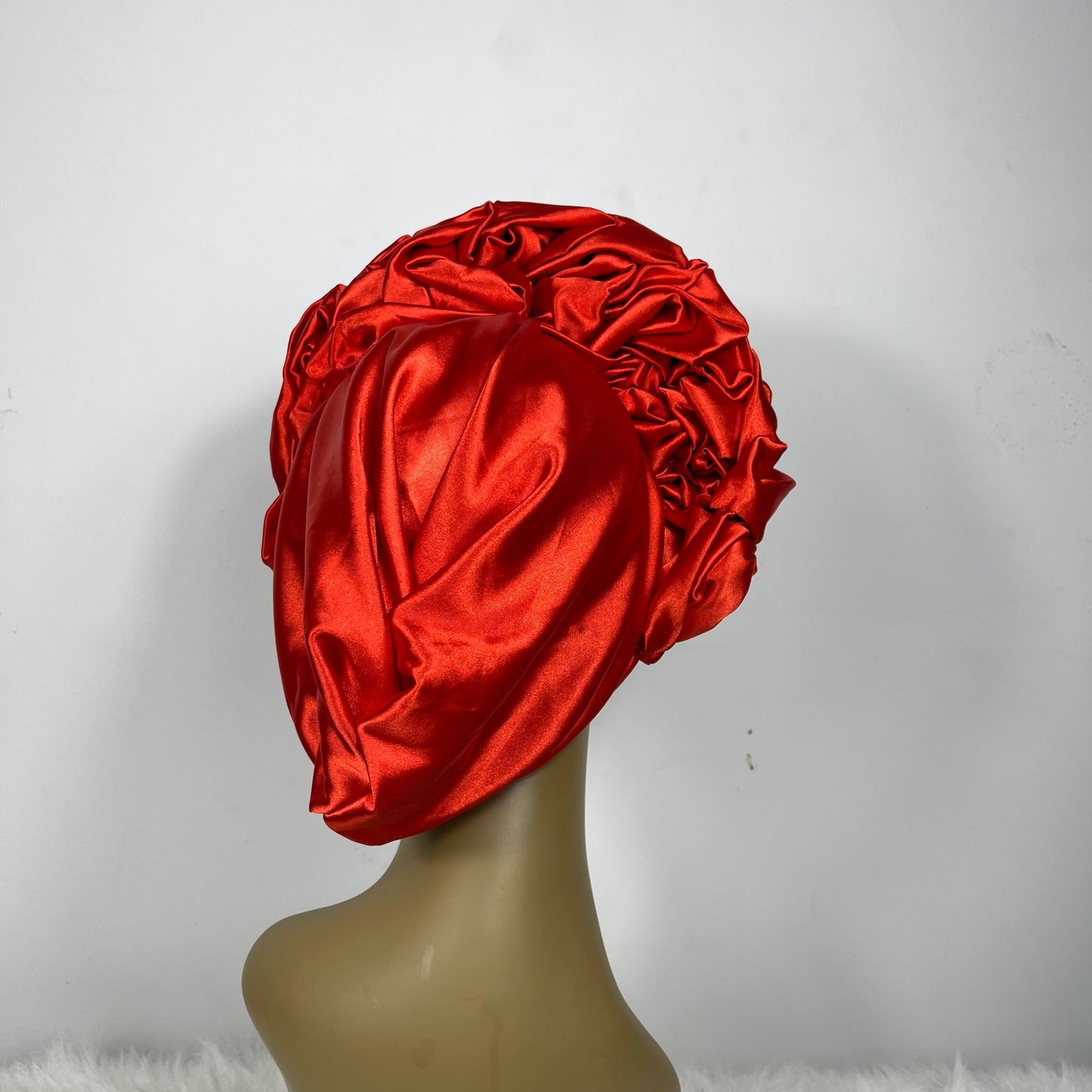 Red Ruffled Turban
