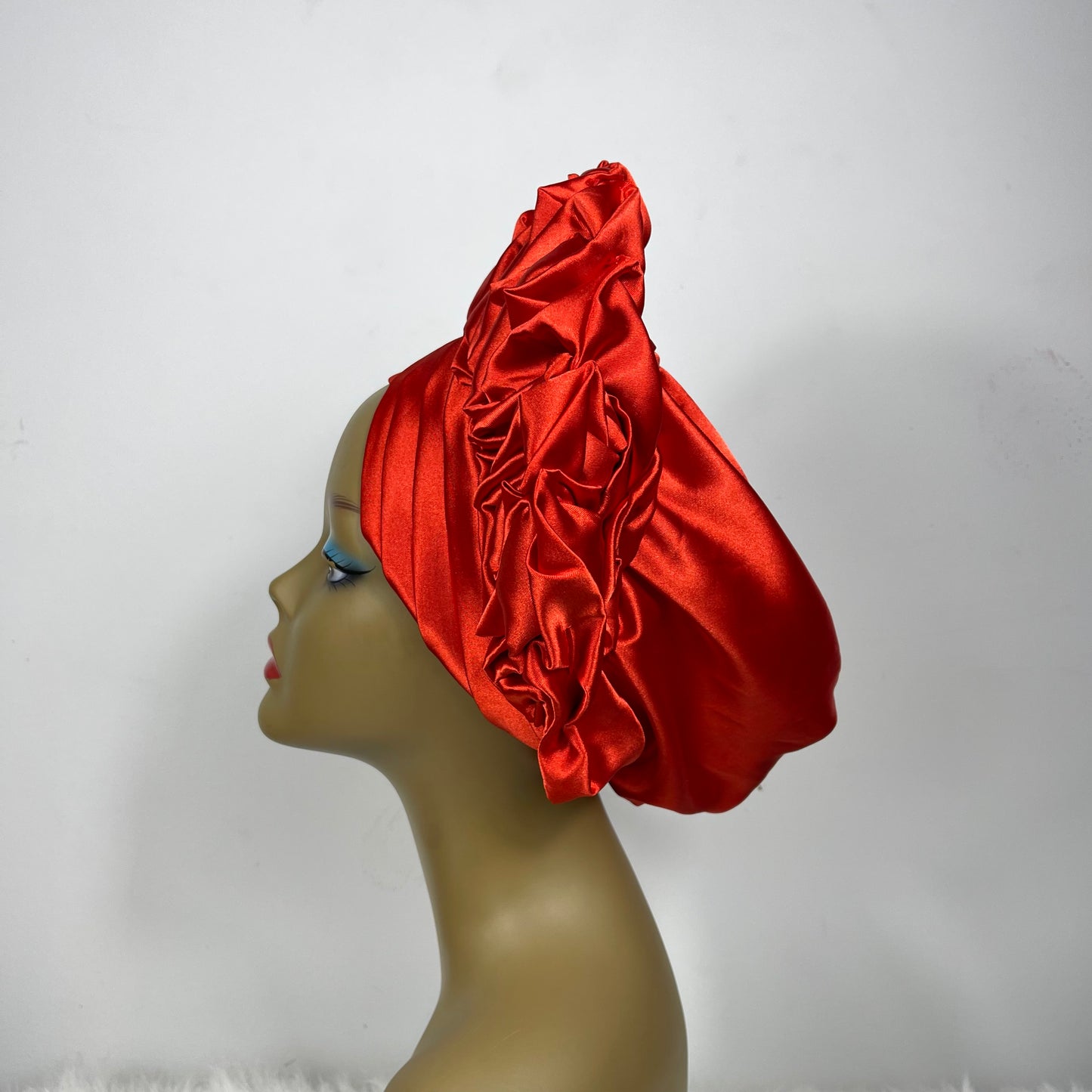 Red Ruffled Turban